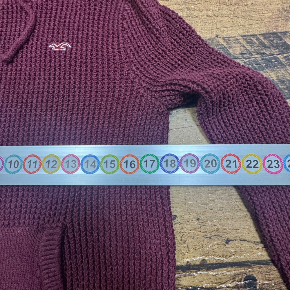 Hollister Waffle Knit Hoodie Pullover Burgundy Women's Size‎ S - Picture 5 of 8